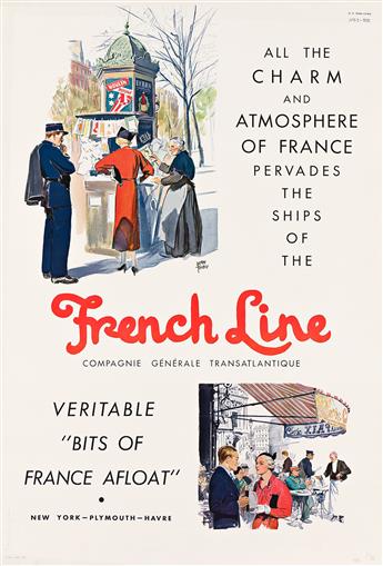 ADOLPH TREIDLER (1886-1981). FRENCH LINE / BITS OF FRANCE AFLOAT. Two posters. 1933-34. Sizes vary.